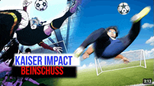 a kaiser impact beinschuss ad with a soccer player kicking the ball