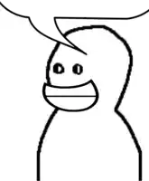 a black and white drawing of a person with a speech bubble coming out of his mouth .