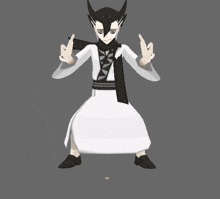 a cartoon character with horns and a white dress
