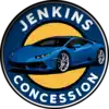 a logo for jenkins concession with a blue car in the center .