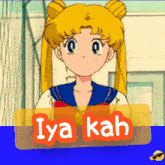 a picture of a girl with the words iya kah written on it