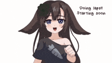 a cartoon of a girl with the words doing laps starting soon