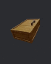 a 3d model of a wooden box with a handle .