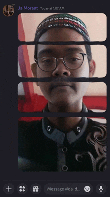 a screenshot of a message from ja morant shows a man with glasses and a mustache