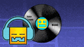 a record labeled ceo dash song is next to a pair of headphones on a blue background