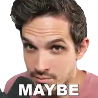 a man in a pink shirt says maybe in white