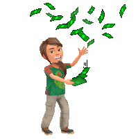 a man in a tie dye shirt is throwing money
