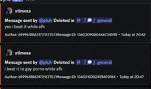 a message sent by xtimoxa is displayed on a black background