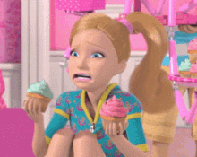 sad cupcake eat barbie doll