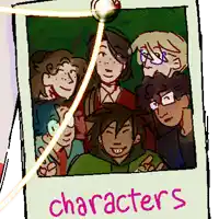 a drawing of a group of people with the word characters written below them