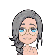 a cartoon girl wearing sunglasses is crying and tears are coming out of her eyes