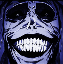 a drawing of a skeleton with a huge smile on his face