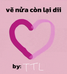 a drawing of a pink heart with the words by ttl underneath it