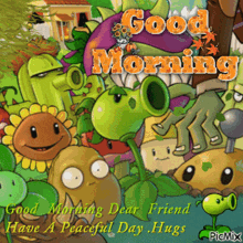 a picture of plants vs zombies says good morning
