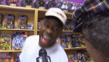 a man wearing a hat and a shirt that says ' igor ' on it