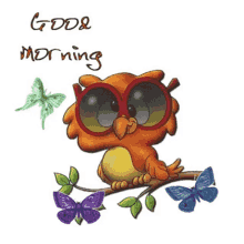 good morning owl greetings butterflies