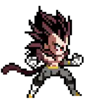 a pixel art of a person with long hair and a tail