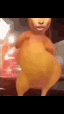 a blurry picture of a cartoon character with a huge belly