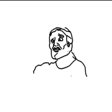a black and white drawing of a man 's face with a beard