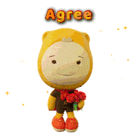 a cartoon character holding a bouquet of red roses and the word agree above him