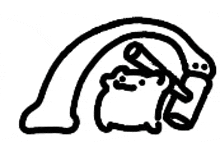 a black and white drawing of a frog laying on its back .