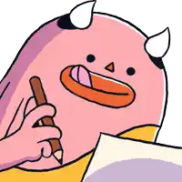 a cartoon drawing of a devil holding a pencil
