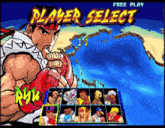 a player select screen for a video game with ryu in the middle