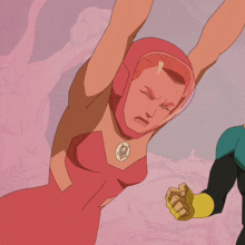 a cartoon of a woman wearing a helmet and a necklace that says ' x-ray ' on it