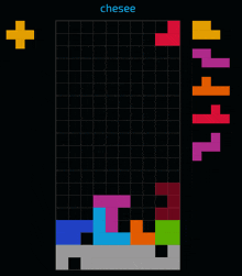 a tetris game is being played with the word chesee at the top