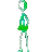 a pixel art drawing of a blue statue of a person standing on a white background .