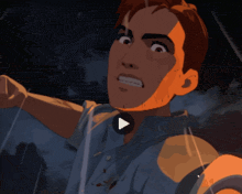 a close up of a cartoon character 's face with an angry expression