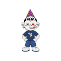 a cartoon of a monkey wearing a ny yankees shirt