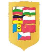 a shield with the flags of the soviet union