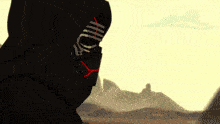 a drawing of a person wearing a black mask with a red x on it