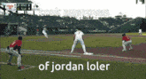a baseball game is being played with the words crok approves of jordan loler at the bottom