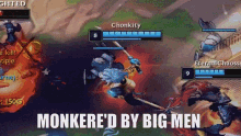 a screenshot of a video game with the words monkered by big men