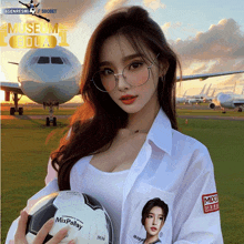 a woman holding a soccer ball that says mixpallay on it