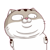 a cartoon cat with big eyes and a pink nose is standing on a white background .