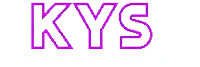 the word kys is written in purple and white on a white background