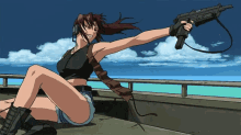 guns anime girl sexy shooting