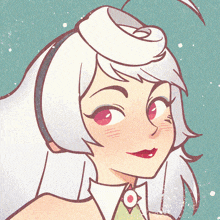 a cartoon drawing of a girl with white hair