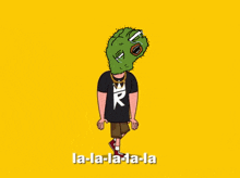 a cartoon of a man with a cactus head and the words la-la-la-la