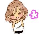 a pixel art drawing of a girl with a fist in her hand