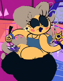 a cartoon drawing of a woman wearing sunglasses