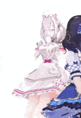 a girl in a white dress with a cross on the waist