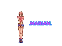 a pixel art of a woman with the name marian on the bottom