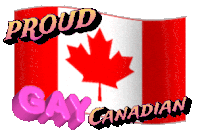 a canadian flag with the words proud gay canadian
