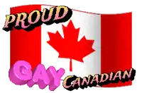 a canadian flag with the words proud gay canadian