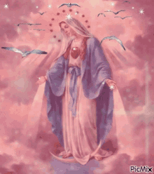 mary mother of god virgin mary catholic doves sparkle