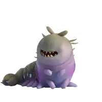 a purple cartoon character with a large mouth open